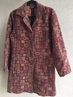 NOMADIC TRADERS jacquard jacket w/funky geometric design- Size Large